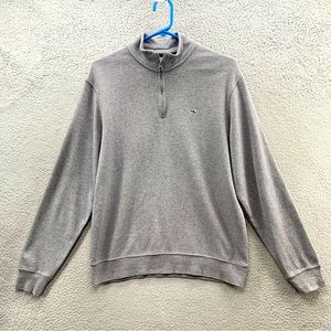 Vineyard Vines Pullover Sweater Mens S Long Sleeve Logo 1/4 Zip Gray Pima Cotton